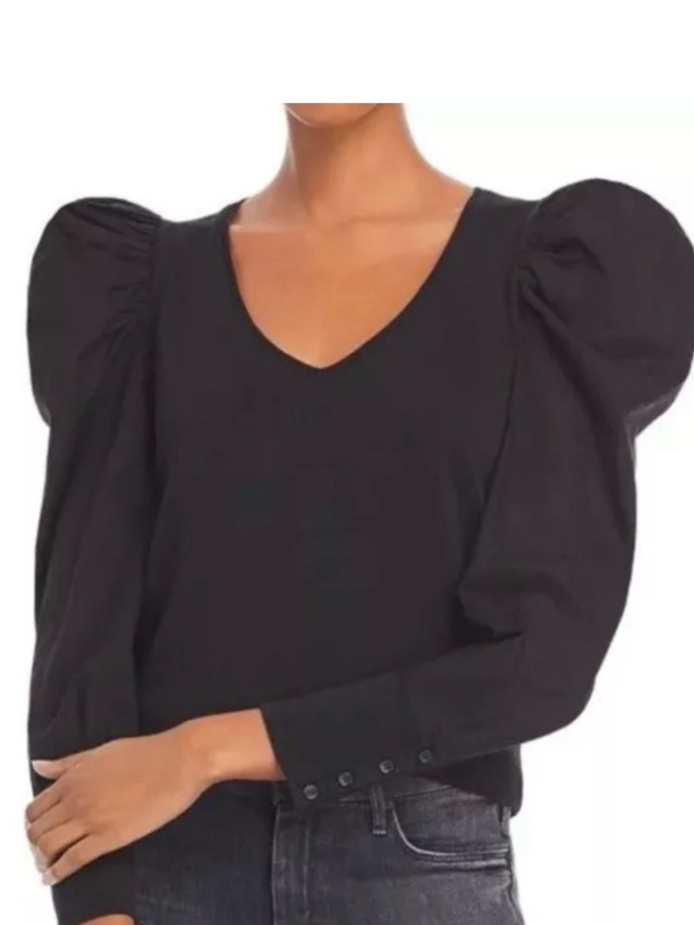 Nation LTD Black Jenna V-Neck Puff Sleeve Top NWOT never worn